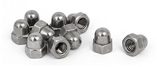 sourcing map 10pcs Écrou Borgnes M4 316 Acier Inoxydable Dôme Hexagonal Décoratif pour Vis Boulons Argenté