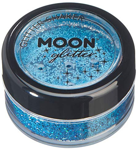 Holographische Glitzer Shaker von Moon Glitter - 100% kosmetischer Glitzer für Gesicht, Körper, Nägel, Haare und Lippen - 5gr - Blau