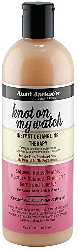 Aunt Jackie's Curls and Coils Knot On My Watch Instant Hair Detangling Therapy for Natural Curls, Coils and Waves, Enriched with shea Butter, 16 oz
