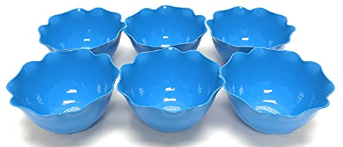 Mintra Home Reusable Bowls and Plates 6pk - Lotus Collection (Blue, Bowl 6pk - (5.5inW x 2.75inH))