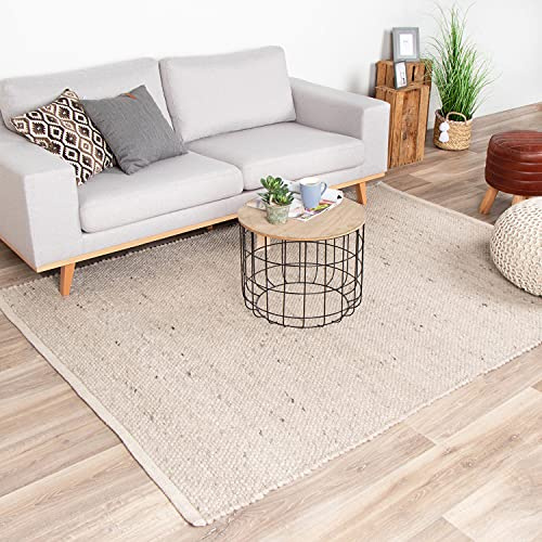 FRAAI | Home & Living Wollteppich - Feline Weiß 160x230 cm | Wolle - Flachgewebe - Meliert, Einfarbig - Klassik, Ländlich, Modern, Skandinavisch - Wohnzimmer, Esszimmer, Schlafzimmer