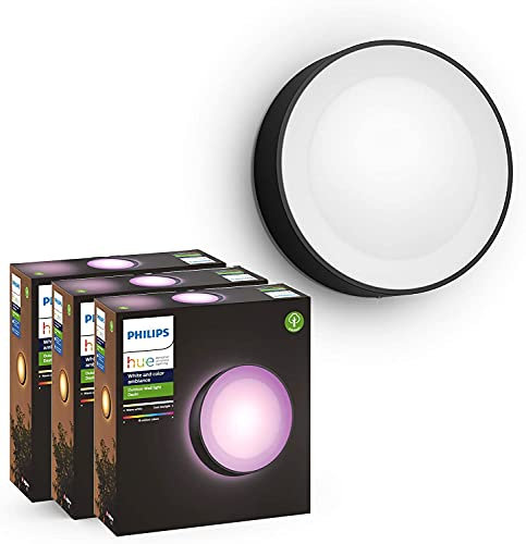 Philips HUE Daylo Hue WACA wall lantern 1x15W (Triple Pack) schwarz 950lm, dimmbar, bis zu 16 Mio. Farben, steuerbar via App, kompatibel mit Amazon Alexa