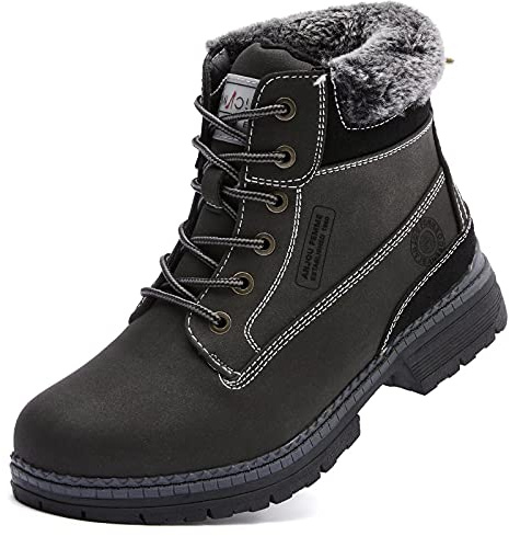 ANJOUFEMME Womens Hiking Snow Winter Boots - Waterproof Work Ankle Boots for Women Comfortable Warm Fur Boots for Backpacking Cycling FNW19-BLACK-8