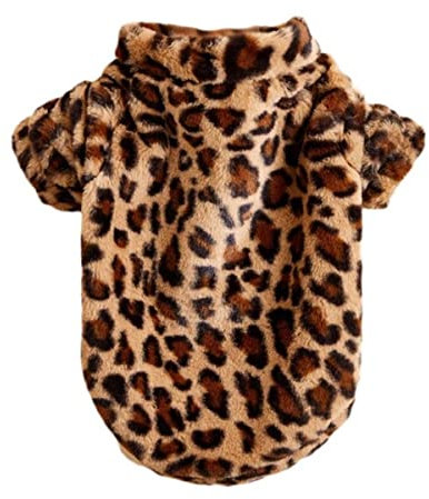 Fleece Hundebekleidung Luxus Leopard Kunstpelz Hundejacke Winterkleidung Hundemantel Herbst Winter Mops Französische Bulldogge Outfits