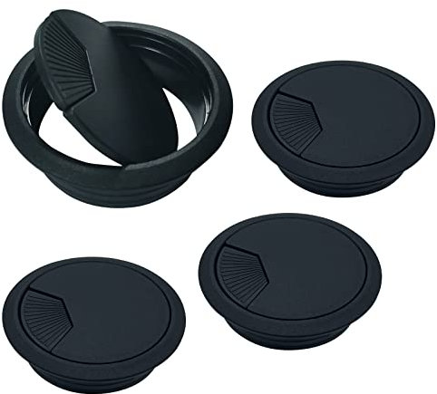80mm(3.15 inch) Desk Cable Wire Grommet, 4Pcs Black Desk Grommet Cord Cable, Desk Table Grommet Cable Tidies for Home and Office Table Surface Port Hole Covers