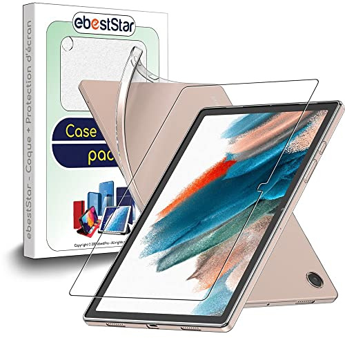 ebestStar - Cover per Samsung Galaxy Tab A8 10.5 (2021) SM-X200 X205, Custodia Silicone Trasparente, Protezione TPU Antiurto, Morbida Sottile Slim, Trasparente + Vetro Temperato