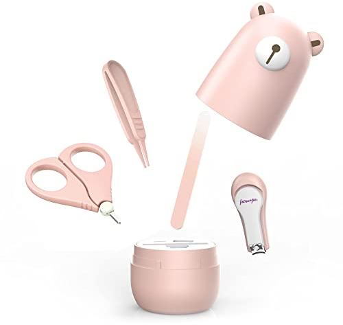 Juego de cortaúñas para bebé, kit de uñas para bebé con bonito caso, manicura infantil y pedicura, lata de cuidado de la salud para recién nacidos, niños y padres nuevos como regalos de ducha