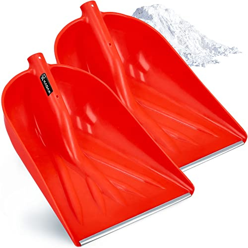KADAX Pelle à Neige Orange, Pelle à Neige sans Manche, Pelle à Neige, Chasse-Neige avec Bord en Aluminium, Pelle à Neige en Plastique, Pelle à Neige (2, Largeur : 38,5 cm)