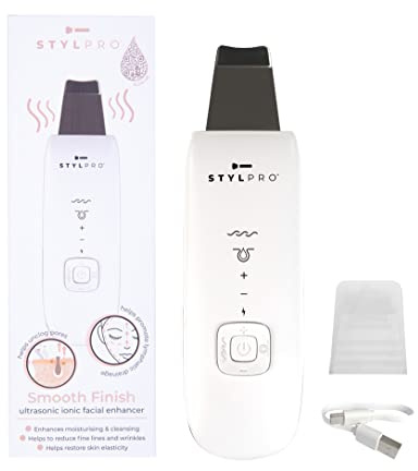 STYLPRO Skincare Facial Tool with 4 Modes | Ultrasonic & Ionic Technology | Unclog Pores | Extract Blackheads | Deep Facial Cleanse | Moisturise | Reduce Wrinkles | USB Rechargeable | Silicone Cover