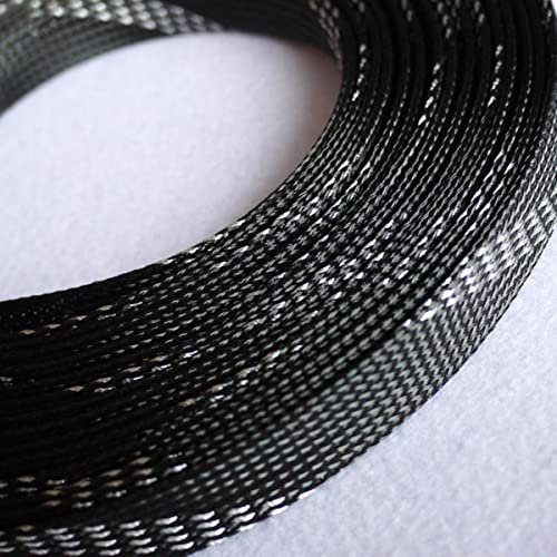 1 Meter mehrfarbiger isolierter Geflechtschlauch 4 6 8 10 12 14 20 25 mm Fester PET-Drahtkabelverschraubungsschutz Kabelmantel, silberfarben, 3 mm x 1 Meter