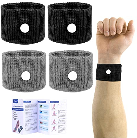Pulseras Antimareo Adulto Aumentar el tamaño, 2 pares Muñeca ancha para adultos Anti Nauseas, Bandas Elásticas para Viajar en Barco Coche Avión y Embarazo sin Efecto Secundario