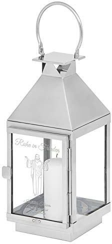 Personalisierte Grablaterne mit Foto Friedhof Wetterfest | Laterne mit Gravur | Friedhofslaterne mit Bild für Indoor und Outdoor | Trauergeschenk für Hinterbliebene | Weiß 28 cm