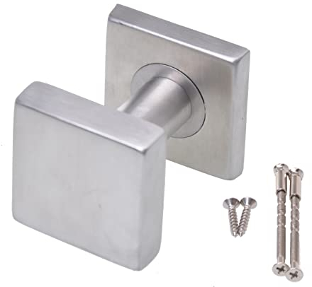 Aqbau® Set di pomelli per porta, elegante acciaio inox, rettangolari su rosetta angolare, lavorazione solida, set completo di maniglie per porta per interni, pomello della porta, maniglia della porta