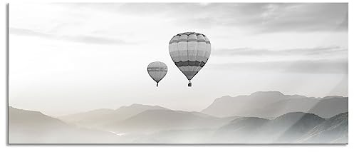 Pixxprint Glasbild Panorama, Wandbild aus Echtglas, Heißluftballon Landschaft, 120x50 cm, inkl. Aufhängung und Abstandshalter