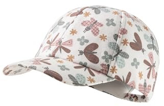 Sterntaler Basecap Schmetterling - Mädchen Schirmmütze aus Flammgarn Jersey mit allover Druck - Sommer Baseball Cap elastisch mit Gummizug - sportive Baby und Kinder Schirmkappe, ecru, Größe 55