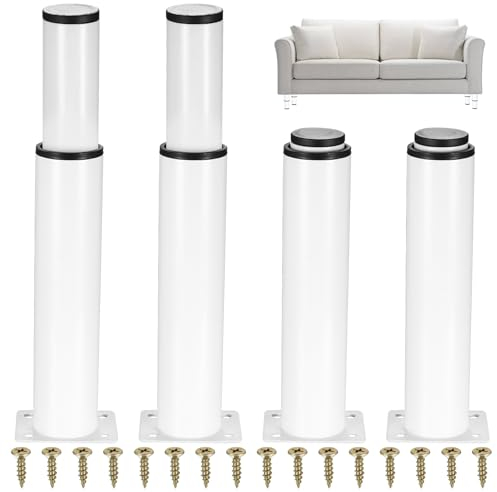 YITYDaMai 4 Pièces Pieds de Meubles Réglables, Pieds de Table en Métal Blanc, Pieds Réglables en Hauteur 0-140 mm, Pieds de pour Meuble Cuisine, Armoires, Lit, Table Pieds