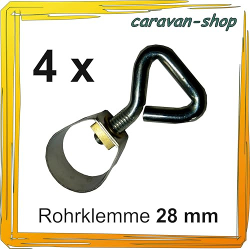 4x Rohrklemme für Zeltstange 28 mm, Vorzeltgestänge, Vorzelt, Wohnwagen, Camping