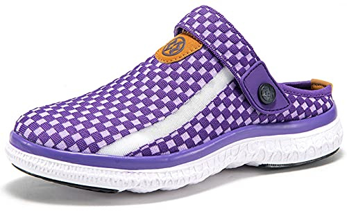 Herrskor och mules sommartofflor slip-on strandsandaler trädgårdskläder inomhus utomhus vardagsskor, Lila, 40.5 EU