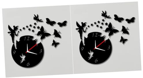 OSALADI 2 Stücke Hause Dekoration Wanduhr Figur 3d Aufkleber Acryl Spiegel Aufkleber