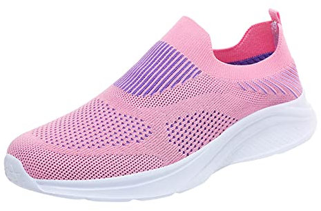 BOTCAM Damen Turnschuhe Mode Sommer Muster Mesh Atmungsaktiv Bequeme Leichte Slip On Freizeitschuhe 1 Damen Schuhe (Red, 41)