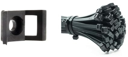 Embases à visser noir par 100 - Zenitech & ERKO 100 pièces d'attaches de câble professionnelles 200 x 7,6 mm Poignée d'attache de câble couleur noire, résistante à la température