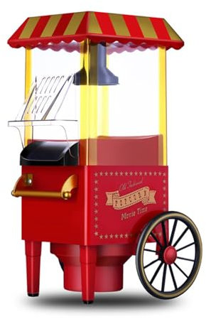 hxoity Large Capacity Automatic Stirring Popcorn Maker Hot Oil Electric Popcorn Machine Quick-Heat Technology Nonstick Plate for Holding Parties and Watching Movies with Family