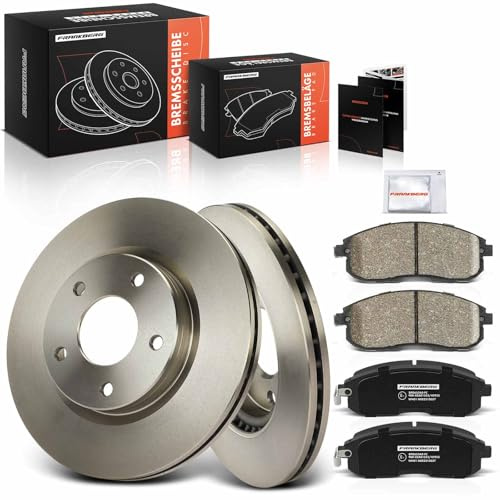Frankberg 1x Frankberg Disk + 4x Front brake pads D1060EM30C, 41060ZB590 | Compatible with: Pulsar Hatchback C13, Juke F15