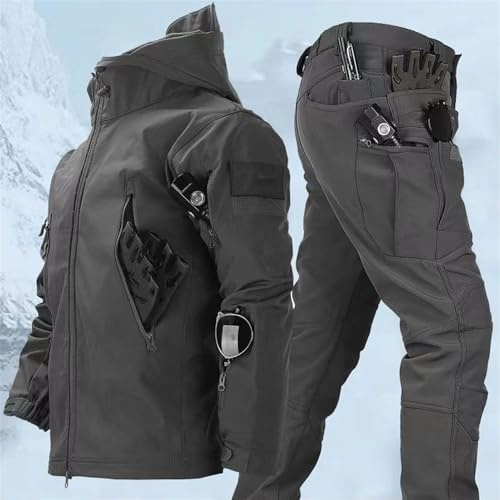 TAUIANE Taktische Jacke Und Hose FüR Herren wasserdichte Armee KampfanzüGe MilitäRische Softshell AnzüGe Jagdbekleidung Mit Mehreren ReißVerschlusstaschen Angeln Jagen Klettern Wandern