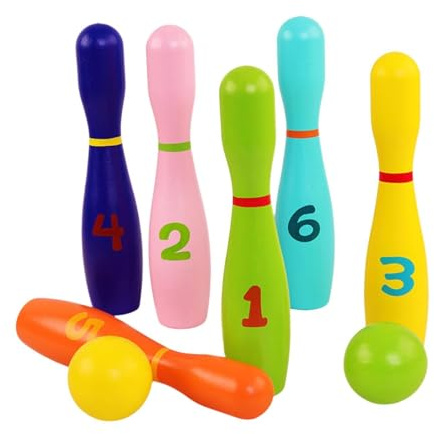 perfeclan Bowling-Set aus Holz, Bowling-Spielzeug für Kinder, Lernspielzeug, Frühlernspielzeug, Indoor-Aktivitätsspiel für Geburtstagsgeschenk Kinder
