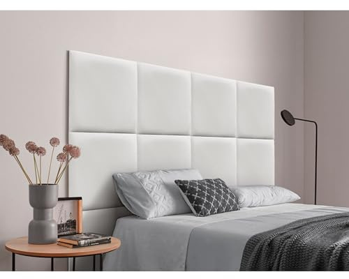 DHOME Gepolstertes Kopfteil aus austauschbaren, selbstklebenden Samtpaneelen für luxuriöse Betten und Schlafzimmer (Weiß, 220cm)