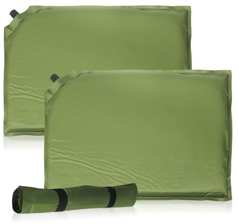 LEKEFETO Uppblåsbar sittdyna 40 x 30 x 2,5 cm, självuppblåsande, campingkudde, ultralätt, campingsittdyna, grön