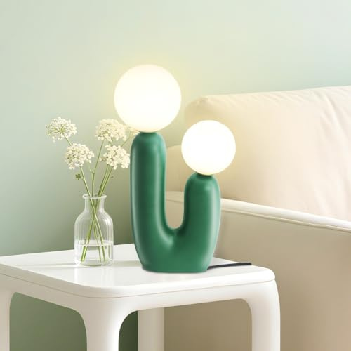 TONGNIDA Nachttischlampen, Moderne Kaktus Lampe, Dimmbare Harz Tischlampe, Geeignet für Wohnzimmer, Schlafzimmer, Nachttisch (Grün)