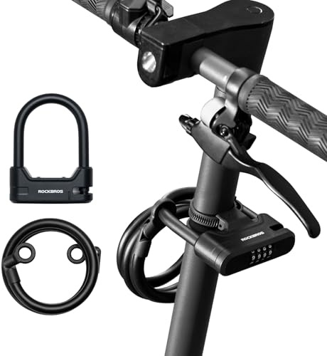 ROCKBROS Antivol U pour Trotinette Electrique, Cadenas à Combinaison Velo PVC avec 4 Chiffres Intelligent Code, Serrure de Câble à Haute Sécurité pour E-scooter Motos Skateboard