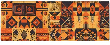 GGNKDL Tapis de souris de jeu XXL de style africain - Motif patchwork - Tapis de souris long et étendu - Tapis de souris en caoutchouc antidérapant - Bords cousus - Tapis fin 80 x 30 x 0,3 cm