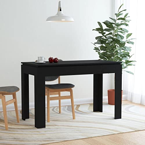 Mesa de comedor extensible negra de 120 x 60 cm, tablero de partículas, mesa de cocina para uso en interiores y exteriores, perfecta para sala de estar y comedor