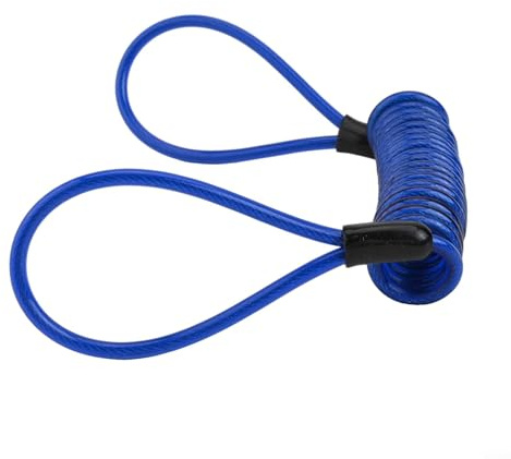 Lucchetto con cavo a molla per biciclette e moto con blocco del freno a disco antifurto, lucchetto a filo per casco con anima in acciaio e copertura resistente all'acqua (blu)