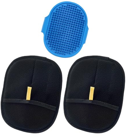 OODJVN 2 Hair Removal Gloves And 1 Bath Brush, Pet Electrostatic Hair Removal Artifact, Double-Sided Beauty Cleaning Gloves, Pet Massage Brush, Pet Care Products.