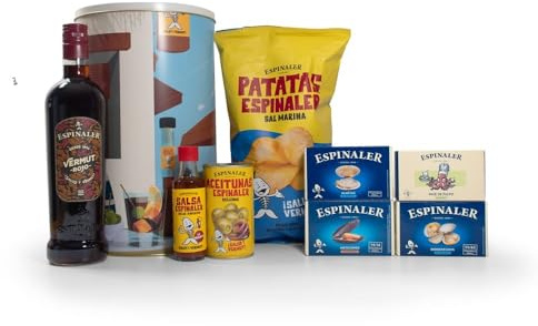 Espinaler Cesta Regalo Gourmet - Pack de Regalo Ideal para Cocina y Celebraciones - Lote Surtido de Reservas, Aperitivos y Mariscos - Nuevo Aperitivo Almadrava