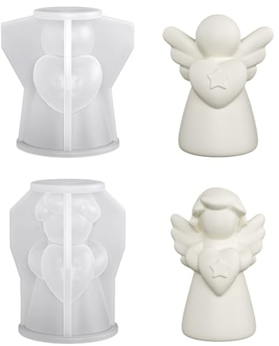 Silicone Candle Mould, 2PCS DIY Angel Casting Moulds Creative Christmas Angel Plaster Mold for Pendant Soap Handmade Crafts Ornament Present