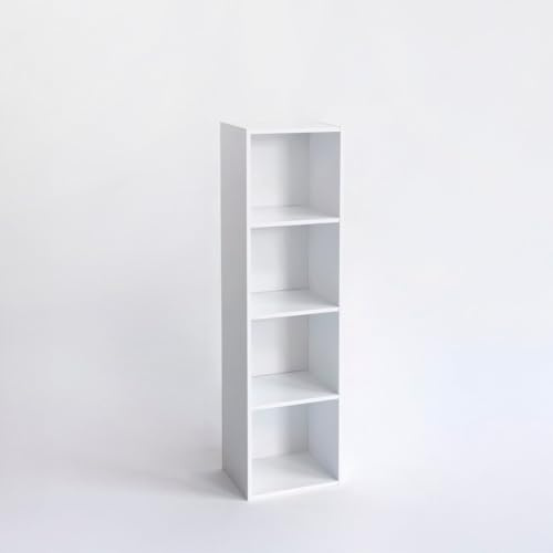 Estantería Cubo con 4 baldas de madera laminada blanca de 106x30x24 cm