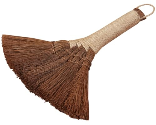 Angoily Dust Removing Broom with Wooden Handle 30 CM Natural Palm Fiber Desk Broom for Indoor Bed and Sofa Cleaning