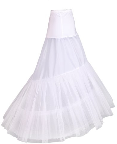 Flora 2-Hoop Spandex Fishtail Mermaid Train Bridal Petticoat/Prom Underskirt (XS-S) White