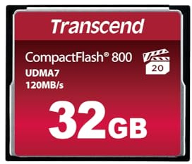Transcend 32GB CompactFlash CF Memory Card, Up to 120MB/s, MLC, VPG-20 | Ultra DMA transfer mode 7 (UDMA 7), ECC Support for digital SLR