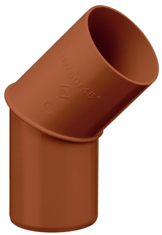 INEFA codo de 45 grados para tubo de bajada de aguas pluviales, PVC 50mmmarrón Pieza de unión accesorios para canalones, fácilmontaje enchufable,made in Germany