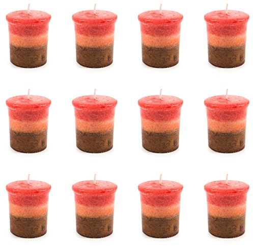 pajoma® Duft-Votivkerze 12 Stück à 55 g, Apfel-Zimt | Marmorvotivkerze, Brenndauer ca. 17 Stunden - Höhe 5 cm ø 4 cm | Premium Qualität