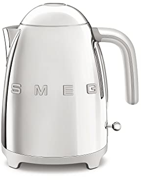 Smeg, Bollitore Elettrico KLF03SSEU 1,7 L, Filtro Anticalcare Lavabile, Autospegnimento di Sicurezza, Indicatore Livello di Acqua, Base Antiscivolo e Avvolgicavo Integrato, Potenza 2400W, Acciaio