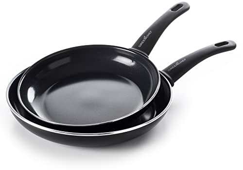 GreenChef Diamond GreenChef Soft Grip Ensemble de Poêles à Frire Antiadhésives 24cm & 28cm sans PFAS, Noir