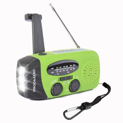 Wind Up Radio, Emergency Solar Hand Crank AM FM Weather Radio for Hiking | 2000mAh Power Bank USB Type-C Phone Charger, SOS Alarm, Bright LED Flashlight for Household and Outdoor Survival (Green)
