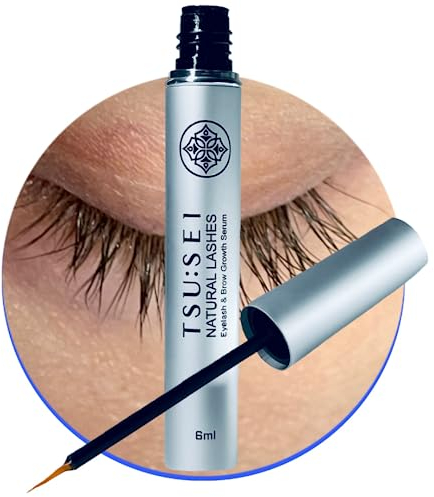 TSU:SEI Natural Lashes Eyelash Growth Serum for Longer, Fuller, Thicker Lashes | XL 6ml – 6 Months Supply | Lash Serum with Biotin & Peptides for Growth and Thickness | Prostaglandin-Free Lash Serum