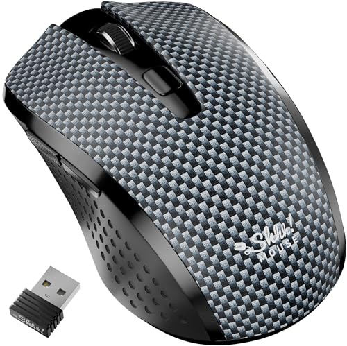 SHHHMOUSE Leise kabellose Maus für Laptop i440 – Optische schnurlose Computermäuse mit USB-Empfänger 2,4 GHz – 3 DPI-Empfindlichkeitsstufen, mehrere Oberflächen, tragbar für Mac, PC, Grau und Schwarz